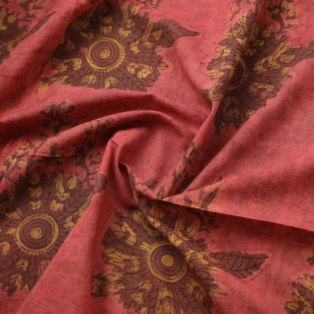 Pomegranate peel hand block print cotton fabric 04