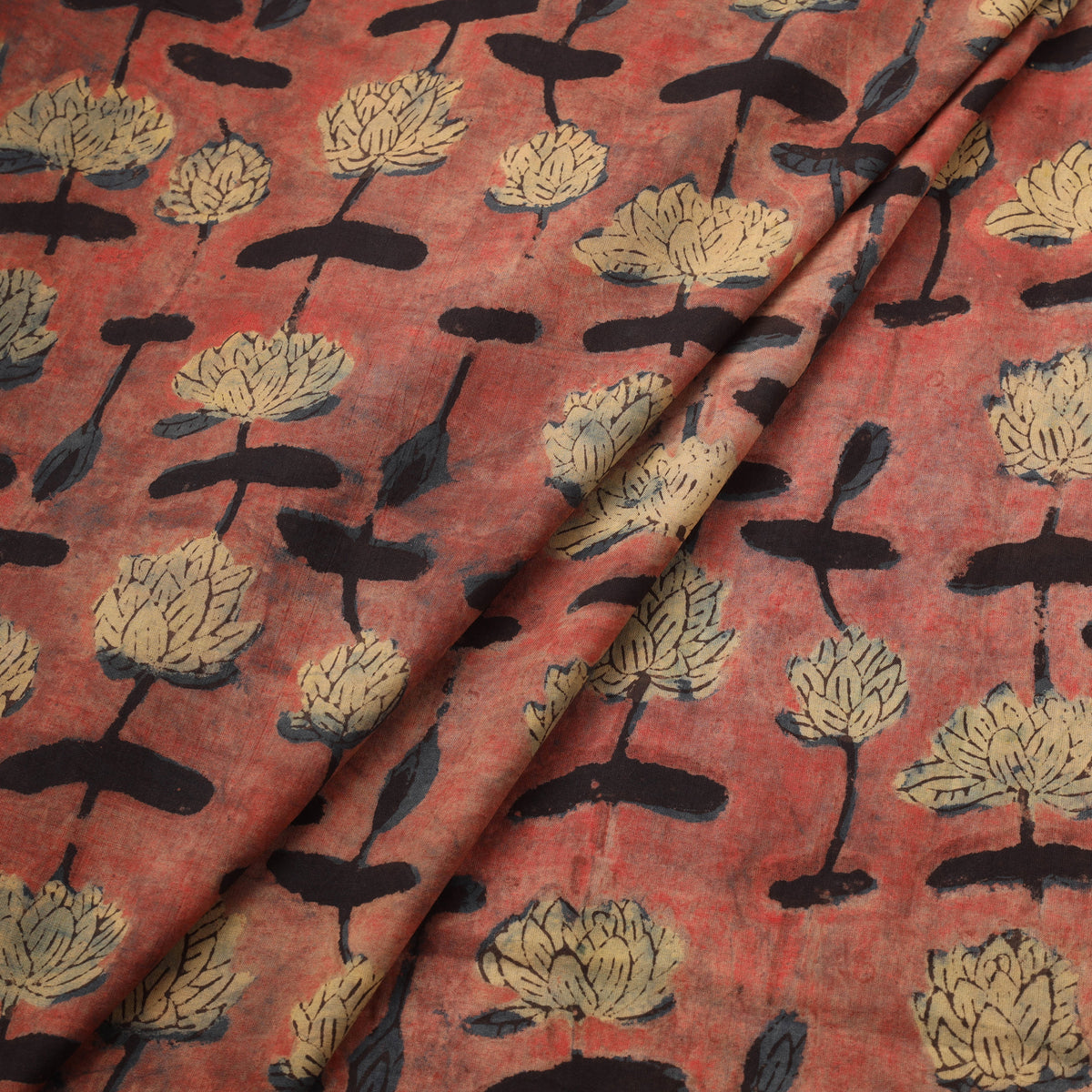 Pomegranate peel hand block print cotton fabric 03