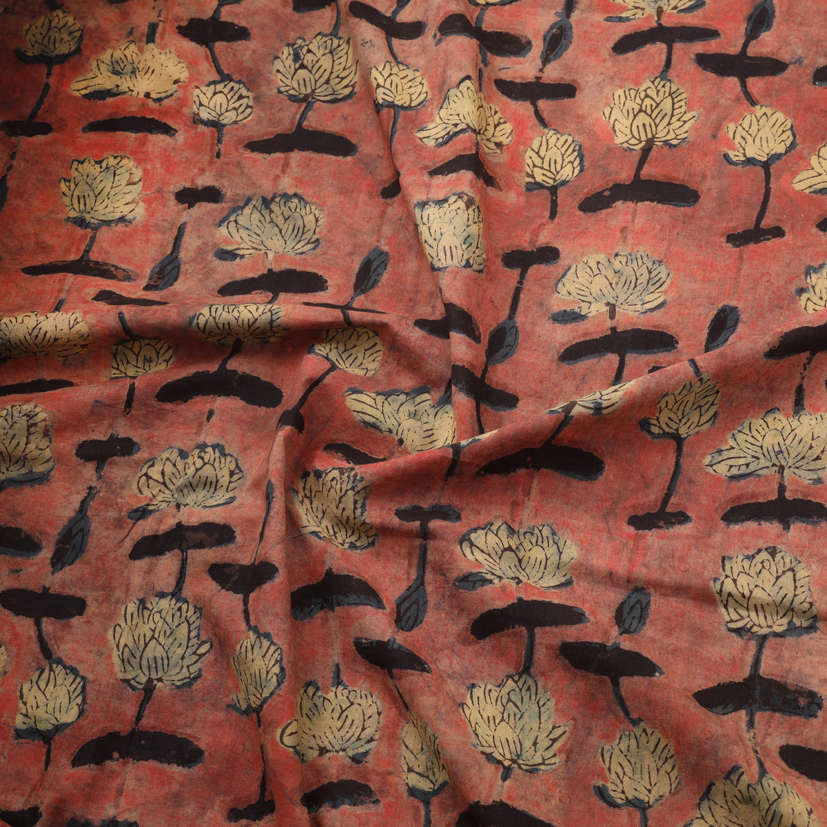 Pomegranate peel hand block print cotton fabric 03