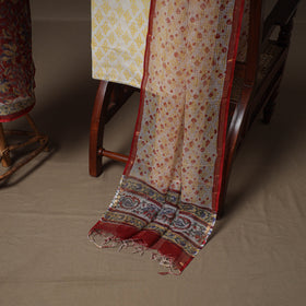 Hand Block Bagru Print Kota Doria Cotton Unstitched Dress Material: Kurta, Bottom & Dupatta 21