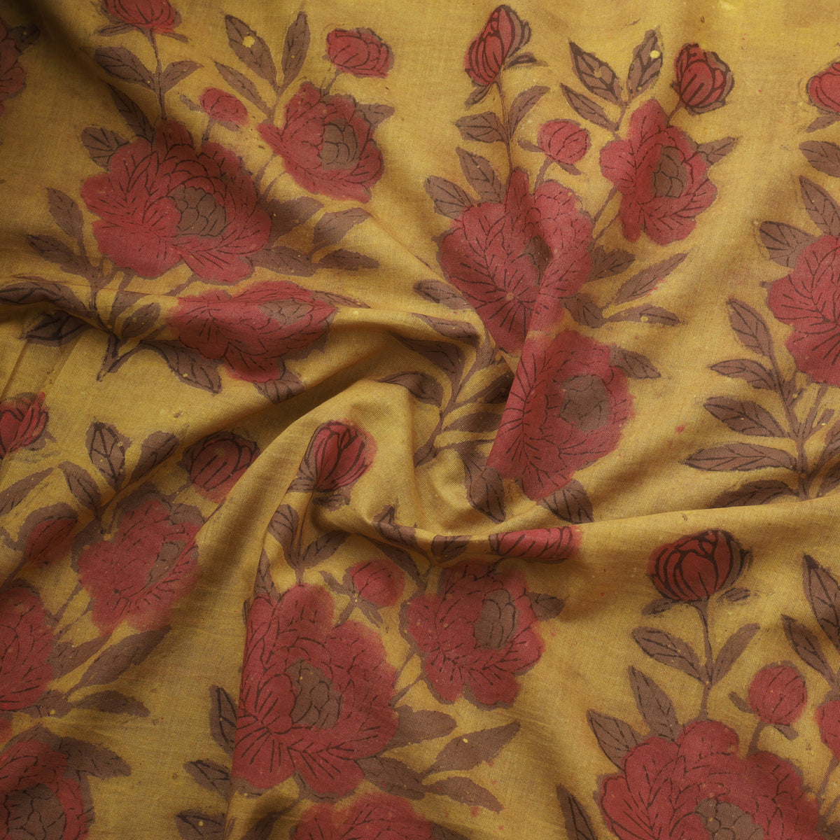 Pomegranate peel hand block print cotton fabric 02