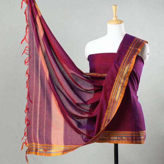 Purple - 3pc Dharwad Cotton Suit Material Set 65