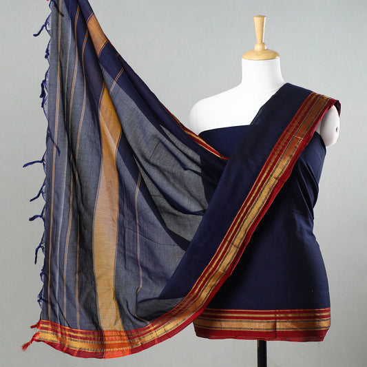Blue - 3pc Dharwad Cotton Suit Material Set 68