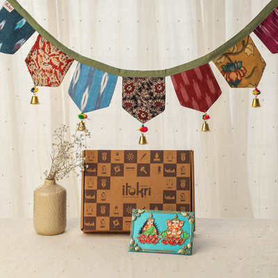 Diwali gift hamper - festive handpainted wooden wall frame