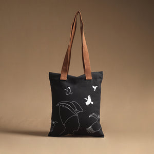 Black - Assam Birds Canvas Tote Bag 14