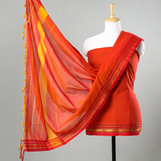 Orange - 3pc Dharwad Cotton Suit Material Set 74