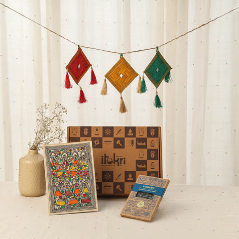 Diwali gift hamper - festive handpainted bambooless dhoop