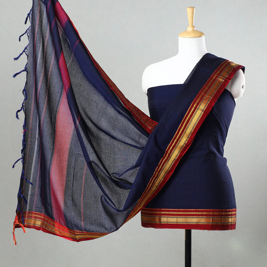 Blue - 3pc Dharwad Cotton Suit Material Set 75