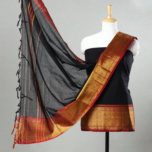 Black - 3pc Dharwad Cotton Suit Material Set 85