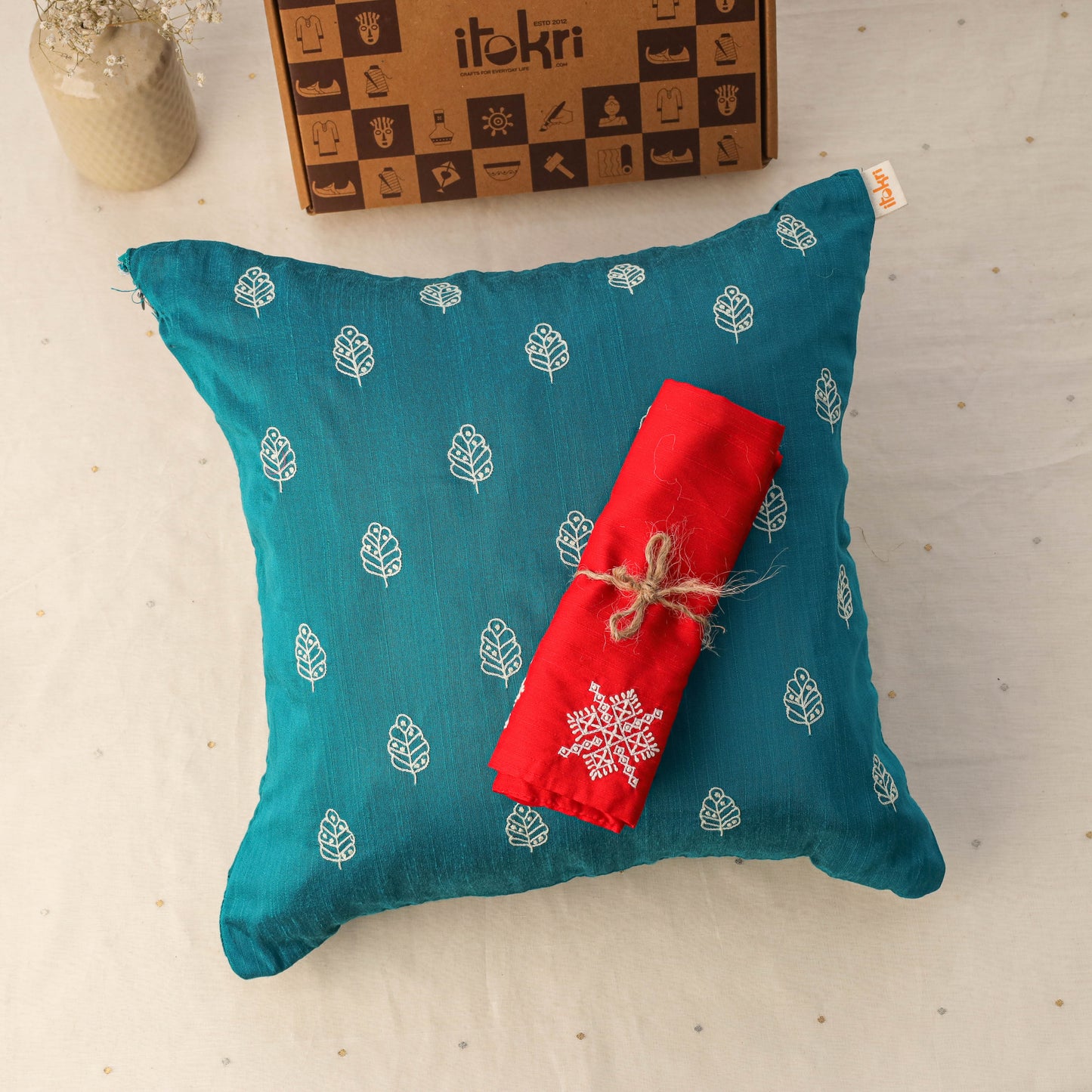 Diwali gift hamper - festive hand embroidery cushion covers