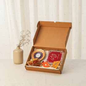 Diwali gift hamper - festive shubh laabh aipan art & bamboo