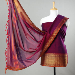 Purple - 3pc Dharwad Cotton Suit Material Set 91