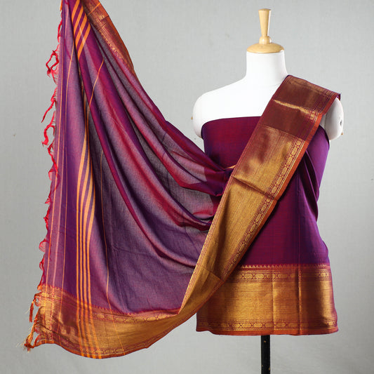 Purple - 3pc Dharwad Cotton Suit Material Set 95