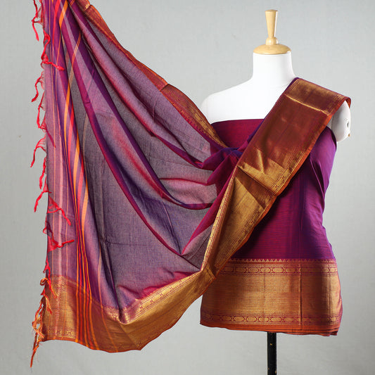 Purple - 3pc Dharwad Cotton Suit Material Set 94