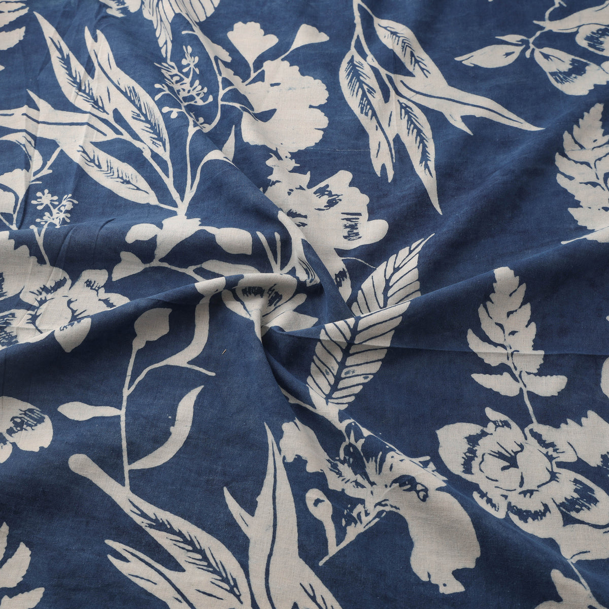 Indigo Bagru Hand Block Print Natural Dyed Cotton Fabric 02