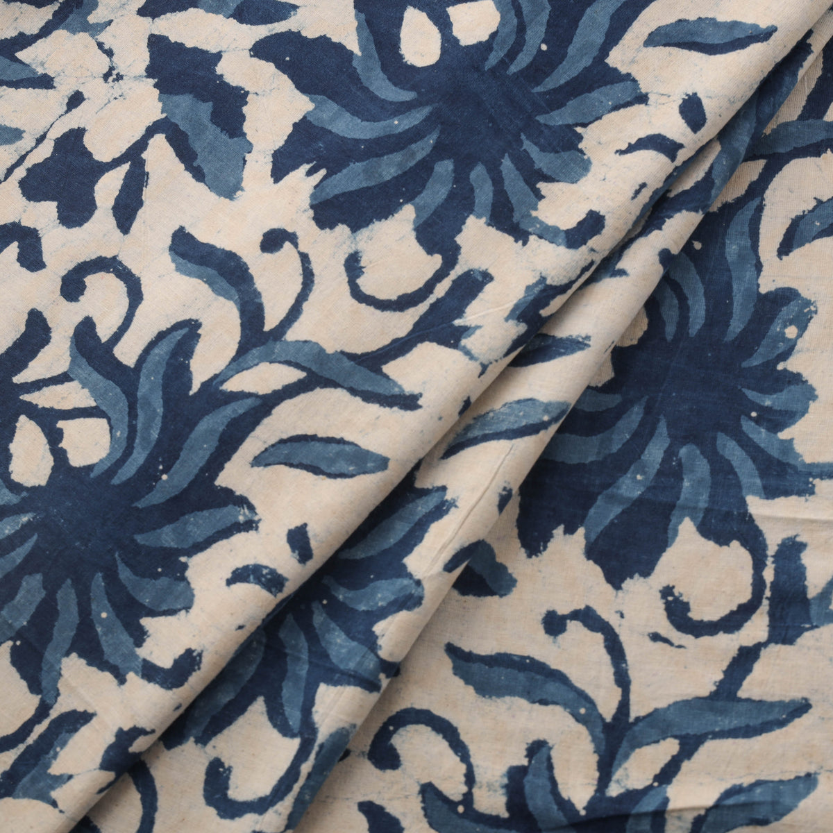 Indigo Bagru Hand Block Print Natural Dyed Cotton Fabric 04