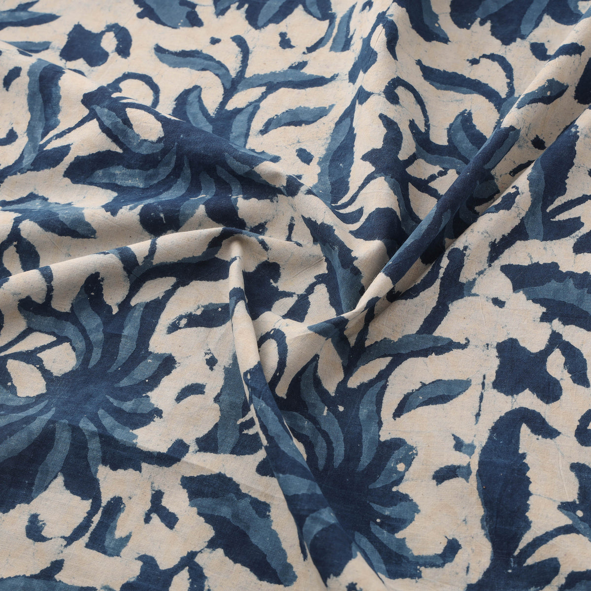Indigo Bagru Hand Block Print Natural Dyed Cotton Fabric 04