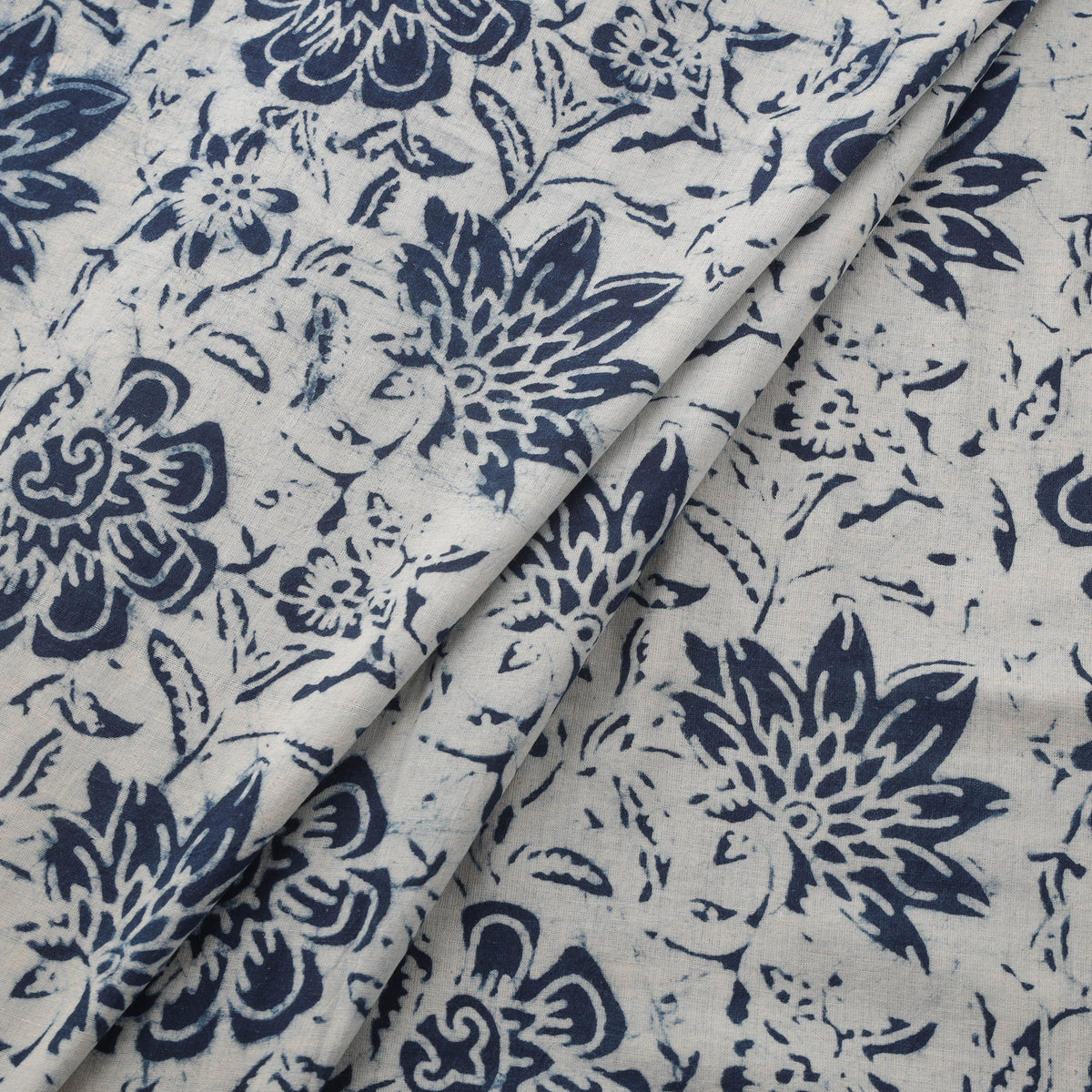 Indigo Bagru Hand Block Print Natural Dyed Cotton Fabric 05