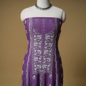 Lucknowi Chikankari Heavy Beadwork Mul Chanderi Semi Stitched Dress Material: Kurta with Dupatta 01