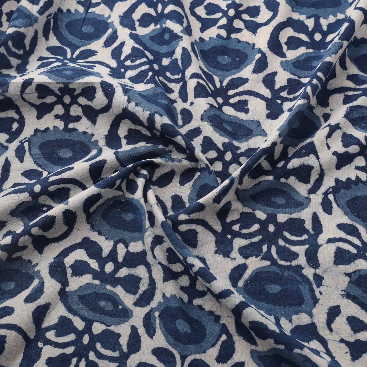 Indigo Bagru Hand Block Print Natural Dyed Cotton Fabric 06