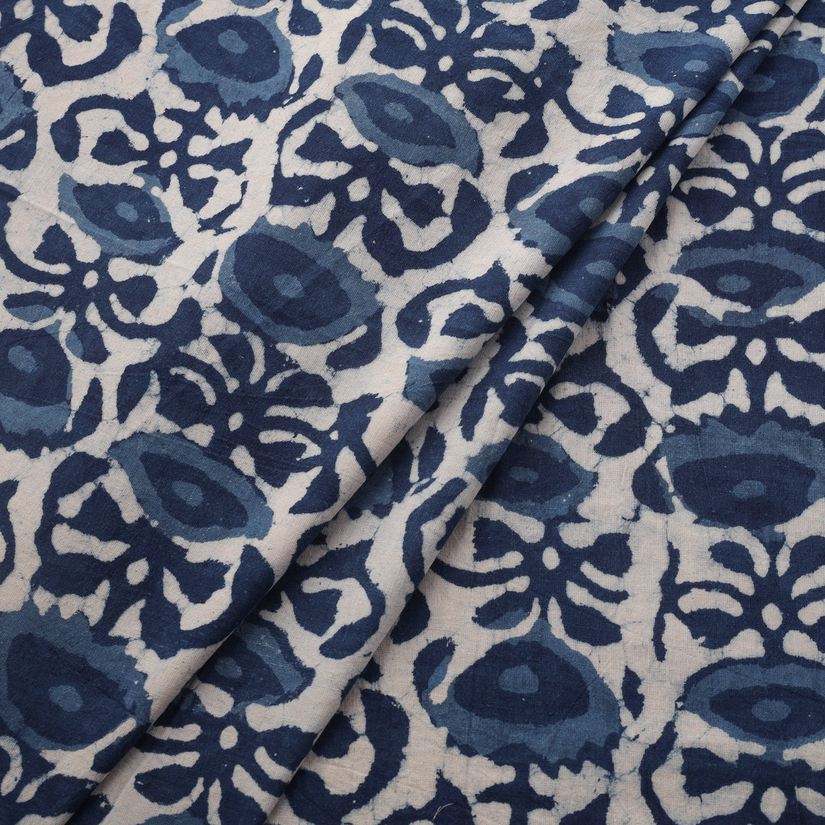 Indigo Bagru Hand Block Print Natural Dyed Cotton Fabric 06
