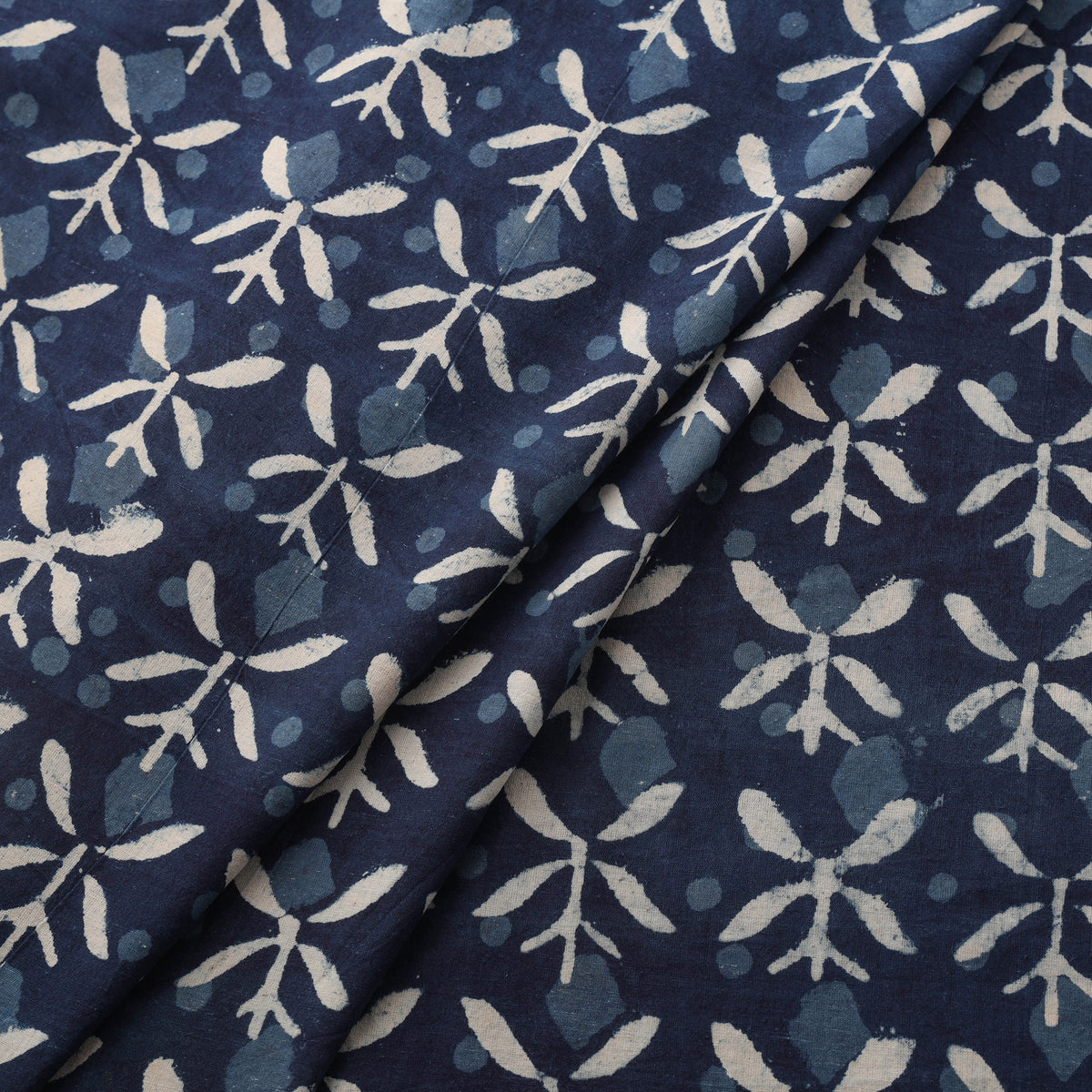 Indigo Bagru Hand Block Print Natural Dyed Cotton Fabric 07