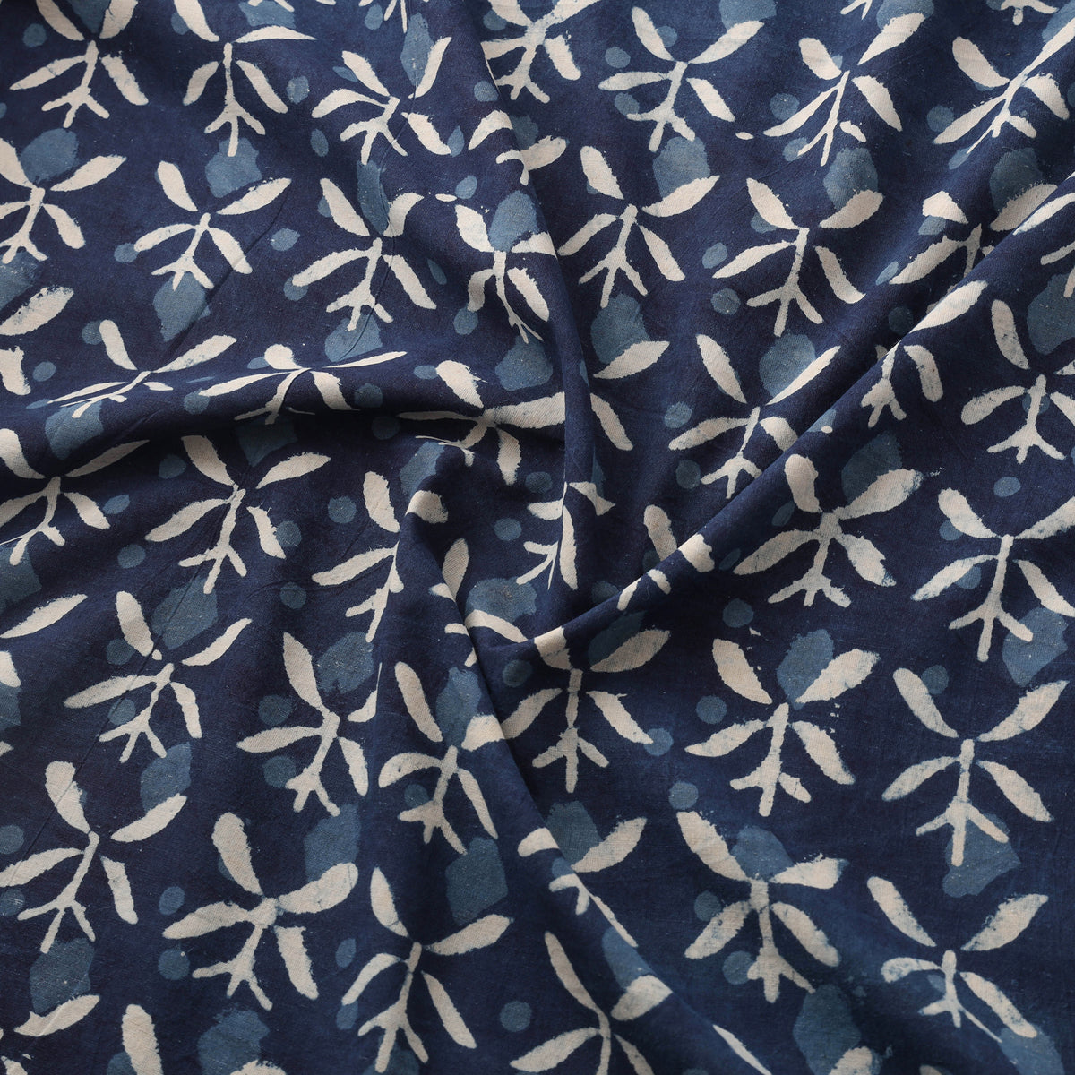 Indigo Bagru Hand Block Print Natural Dyed Cotton Fabric 07