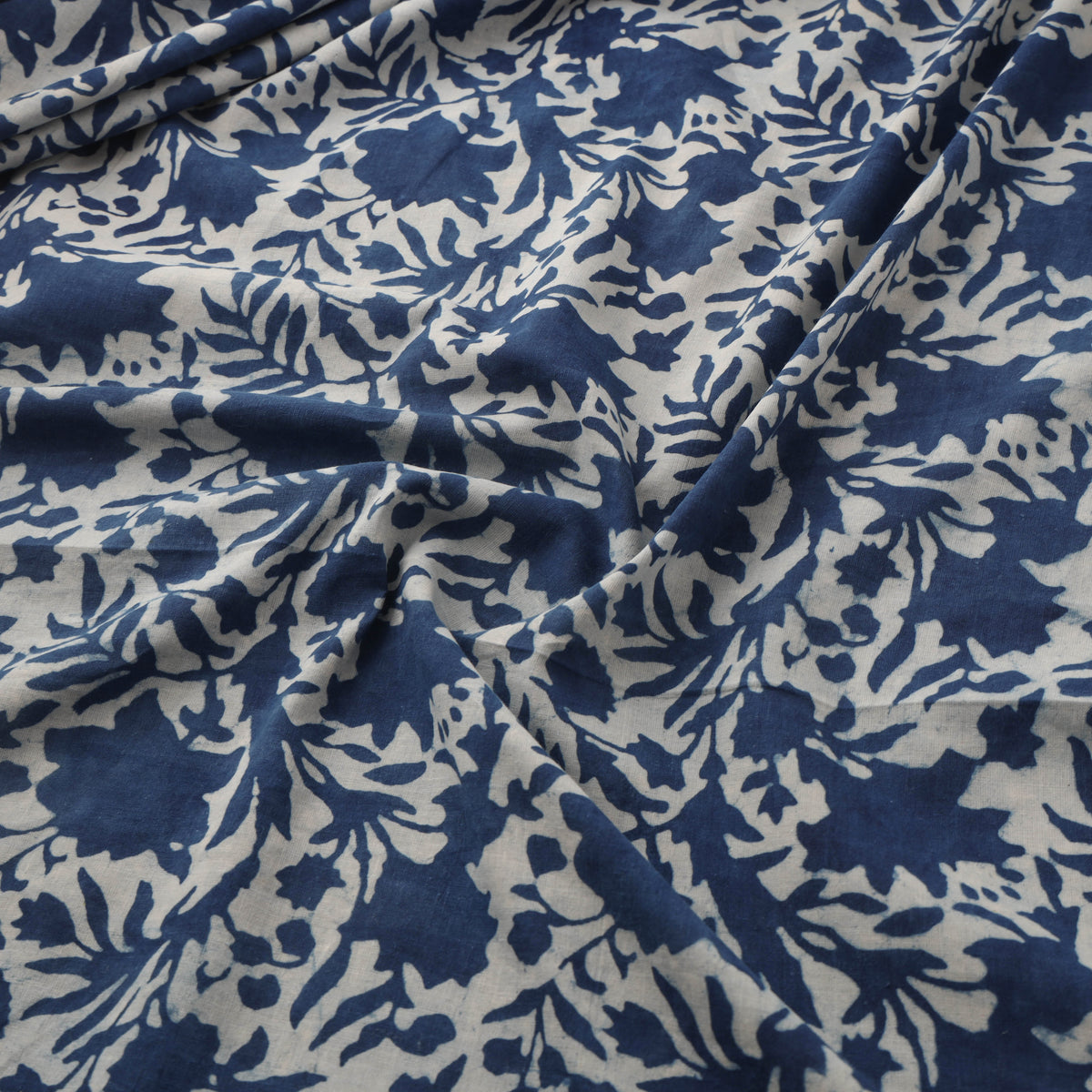 Indigo Bagru Hand Block Print Natural Dyed Cotton Fabric 08