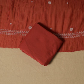 Lucknowi Chikankari Heavy Beadwork Mul Chanderi Semi Stitched Dress Material: Kurta with Dupatta 02