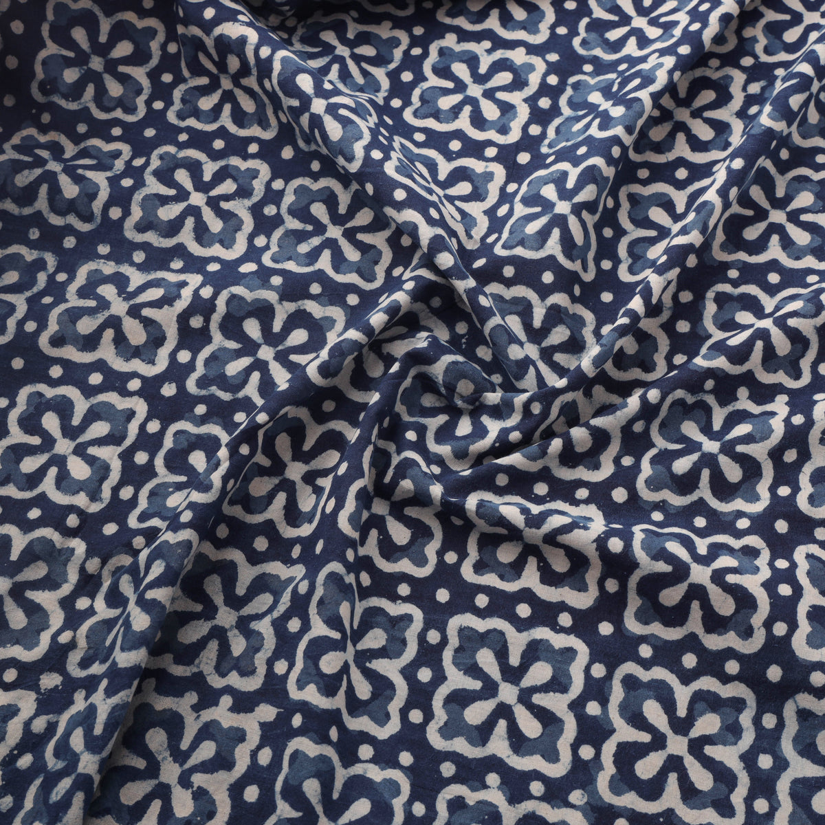 Indigo Bagru Hand Block Print Natural Dyed Cotton Fabric 09