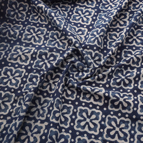 Indigo Bagru Hand Block Print Natural Dyed Cotton Fabric 09