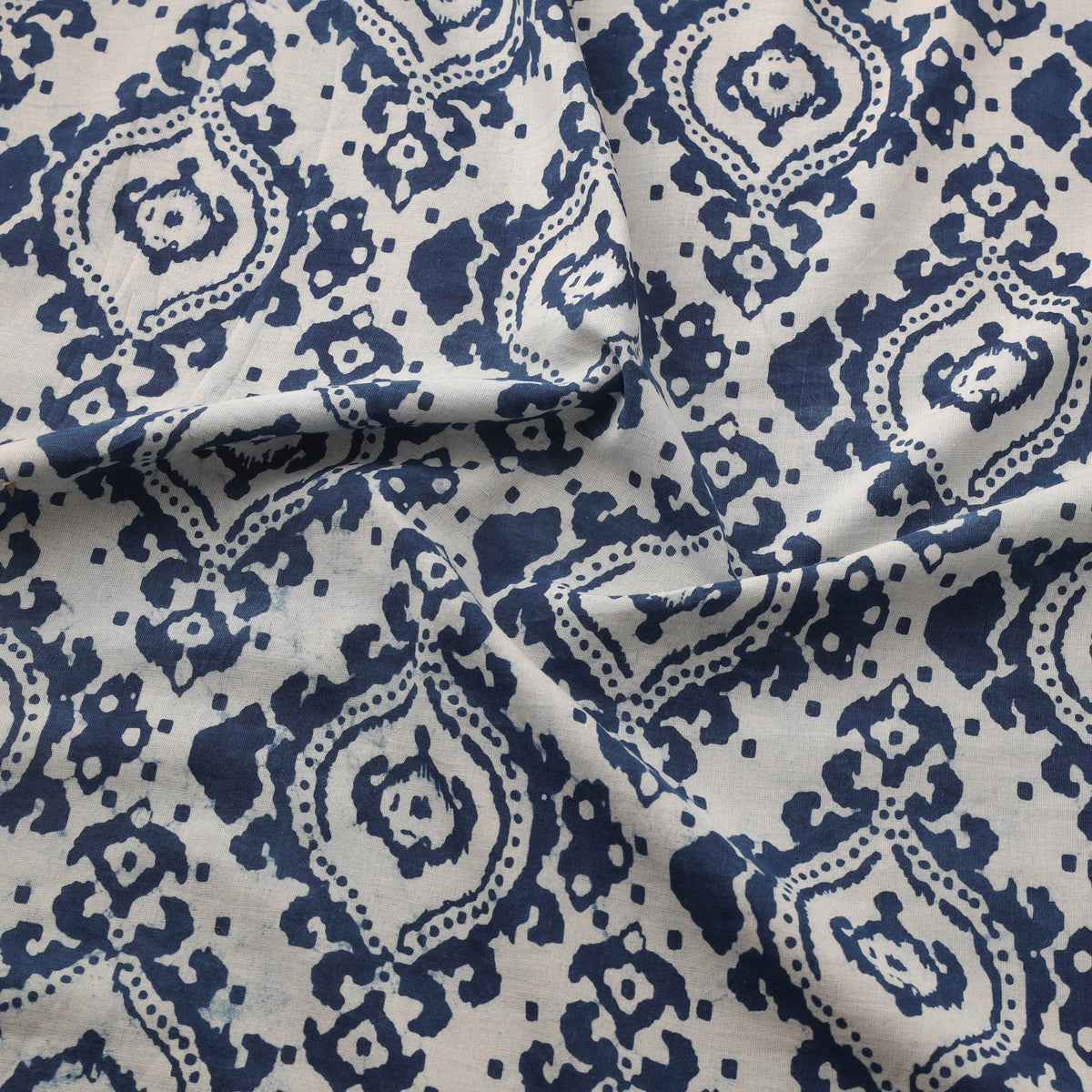 Indigo Bagru Hand Block Print Natural Dyed Cotton Fabric 11