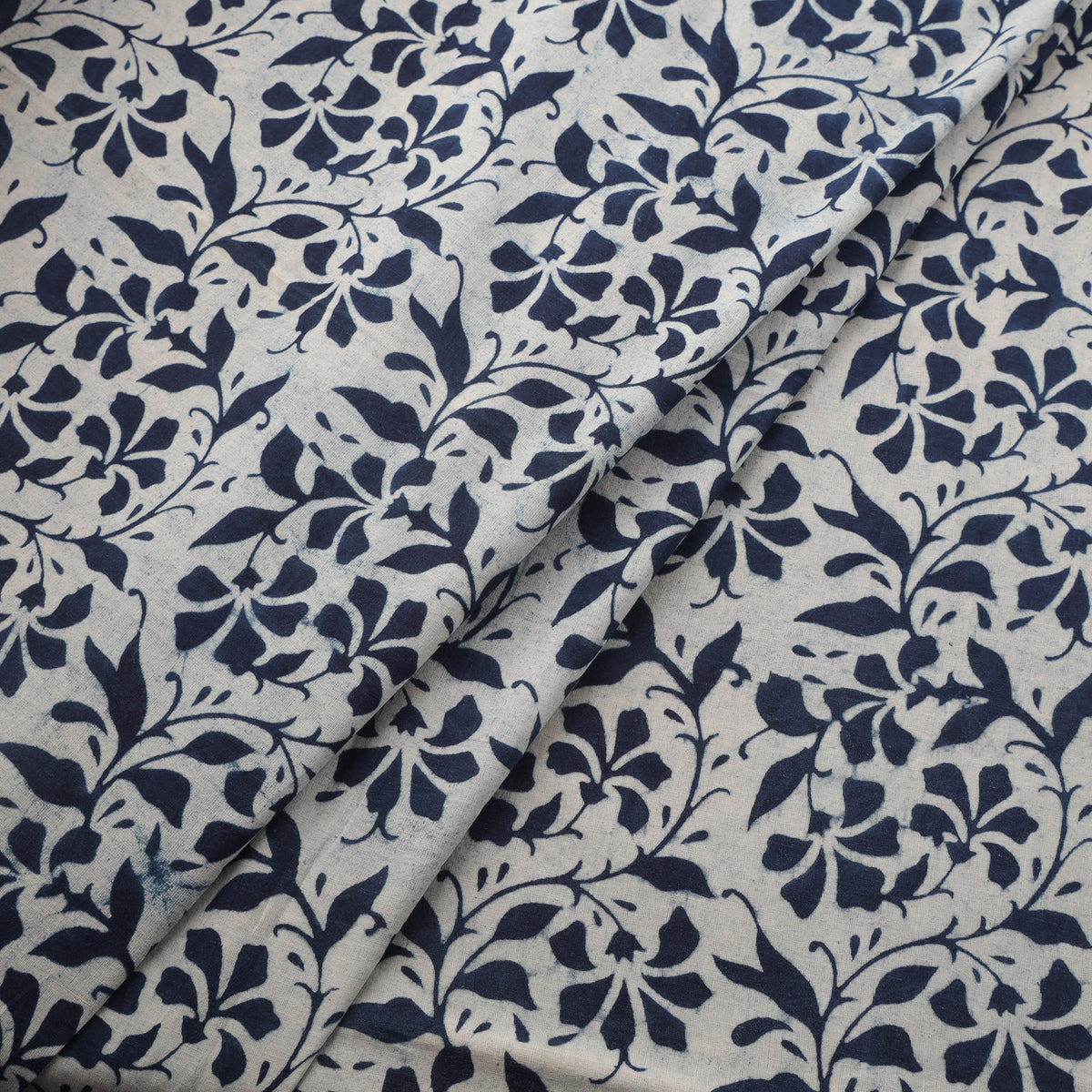 Indigo Bagru Hand Block Print Natural Dyed Cotton Fabric 12