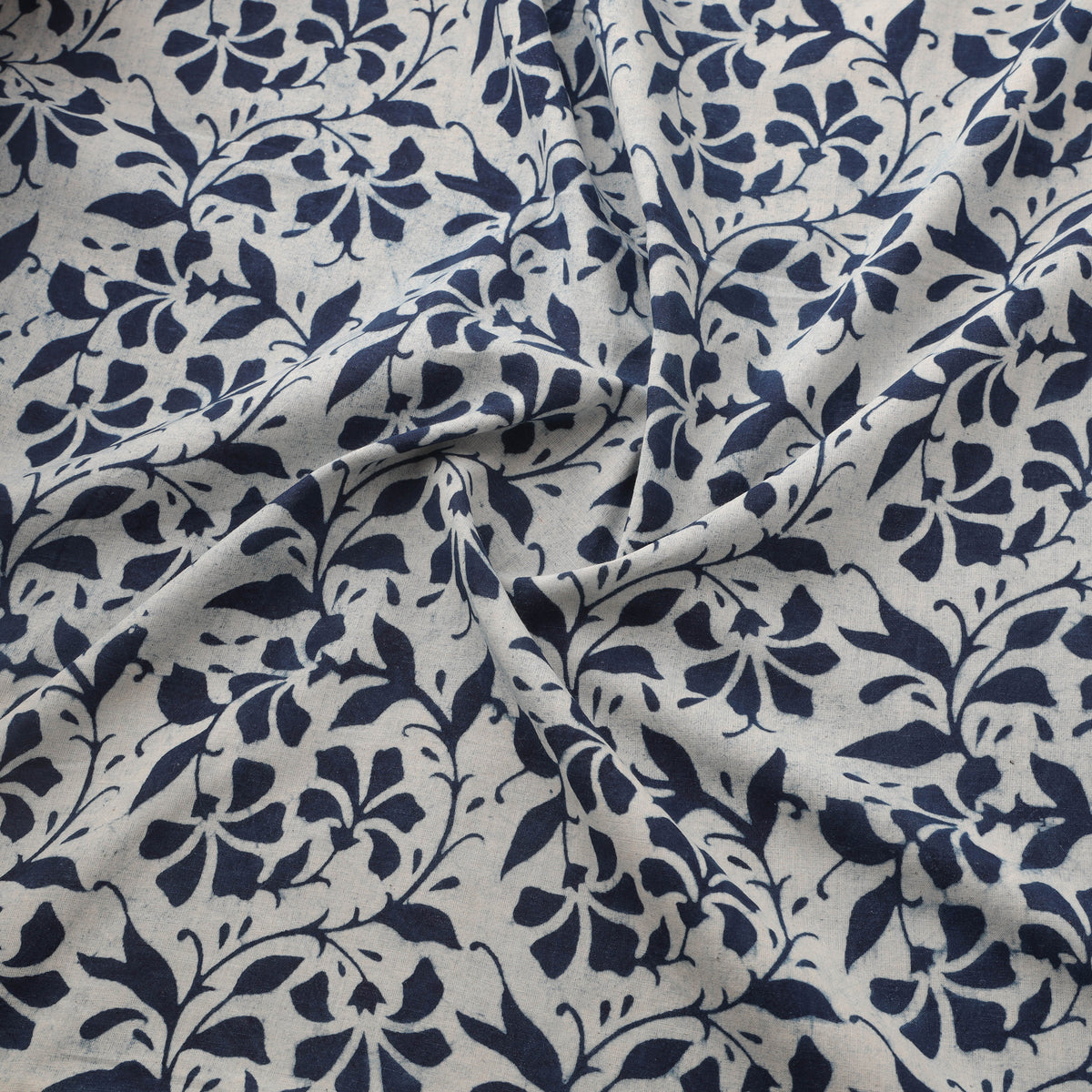 Indigo Bagru Hand Block Print Natural Dyed Cotton Fabric 12