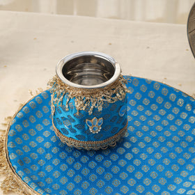 Blue mirror karwa chauth thali set 03 - handcrafted