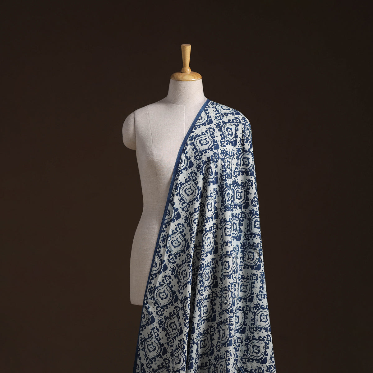 Indigo Bagru Hand Block Print Natural Dyed Cotton Fabric 11