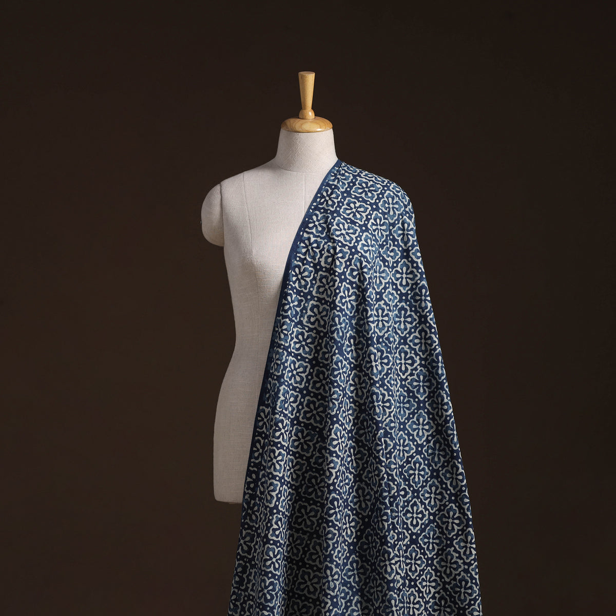 Indigo Bagru Hand Block Print Natural Dyed Cotton Fabric 09