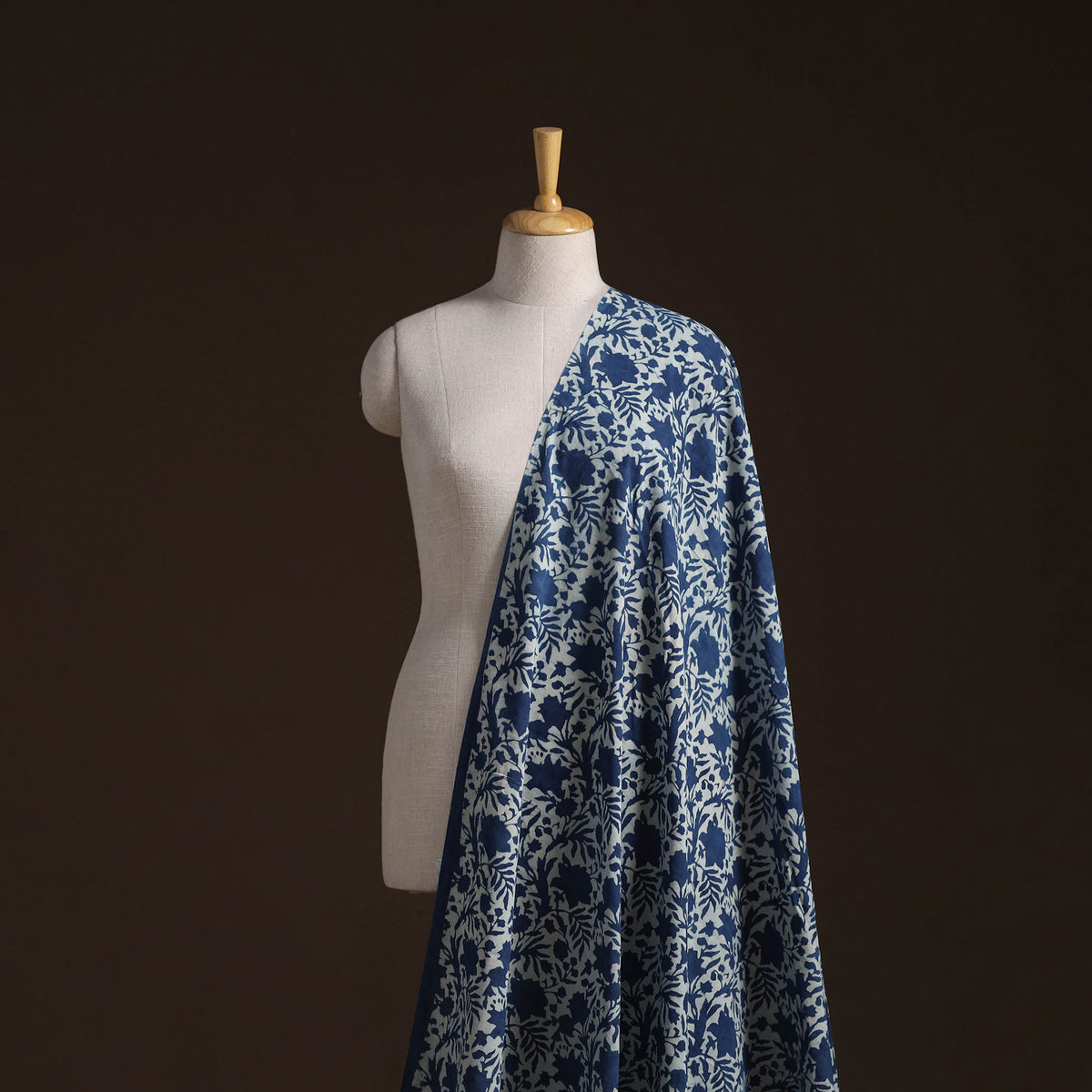 Indigo Bagru Hand Block Print Natural Dyed Cotton Fabric 08