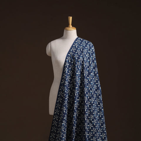 Indigo Bagru Hand Block Print Natural Dyed Cotton Fabric 07