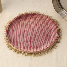 Purple mirror beads karwa chauth thali set 05 - handcrafted