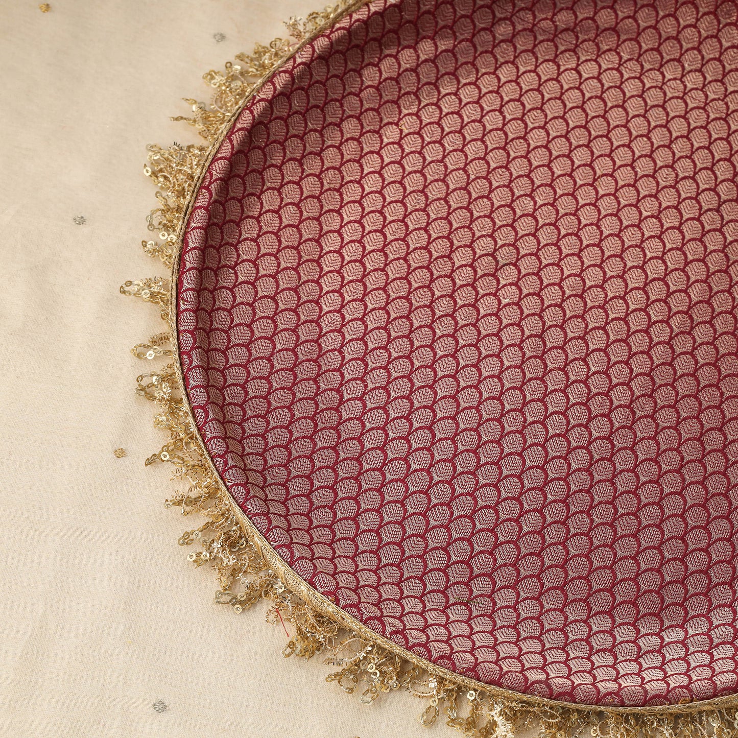 Purple mirror beads karwa chauth thali set 05 - handcrafted