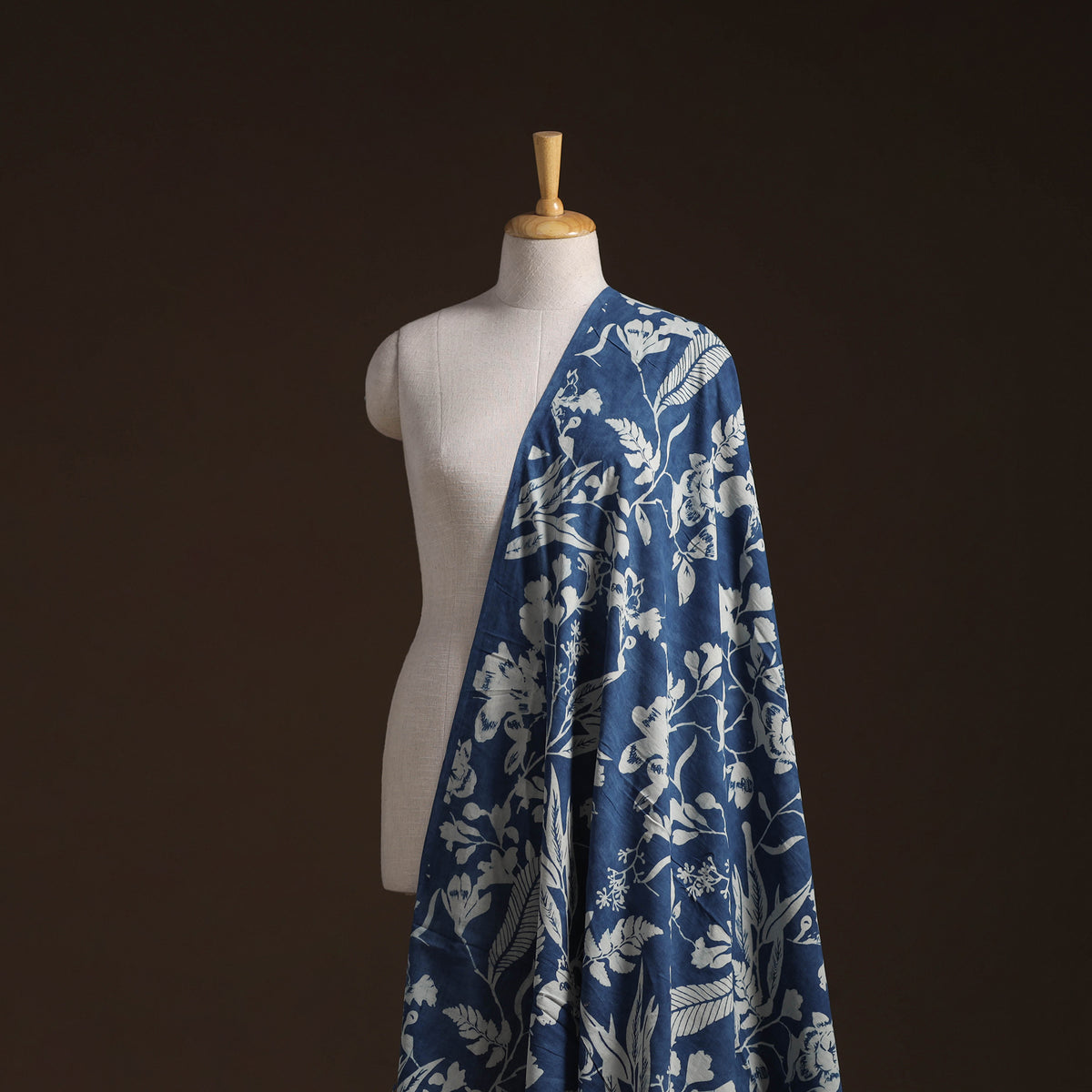Indigo Bagru Hand Block Print Natural Dyed Cotton Fabric 02