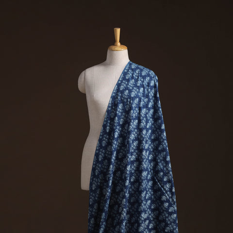 Indigo Bagru Hand Block Print Natural Dyed Cotton Fabric 03