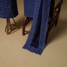 Barmer Applique Cutwork Cotton Unstitched Dress Material: Kurta, Bottom & Dupatta 01