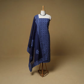 Barmer Applique Cutwork Cotton Unstitched Dress Material: Kurta, Bottom & Dupatta 01