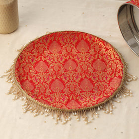 Red mirror beads karwa chauth thali set 07 - handcrafted