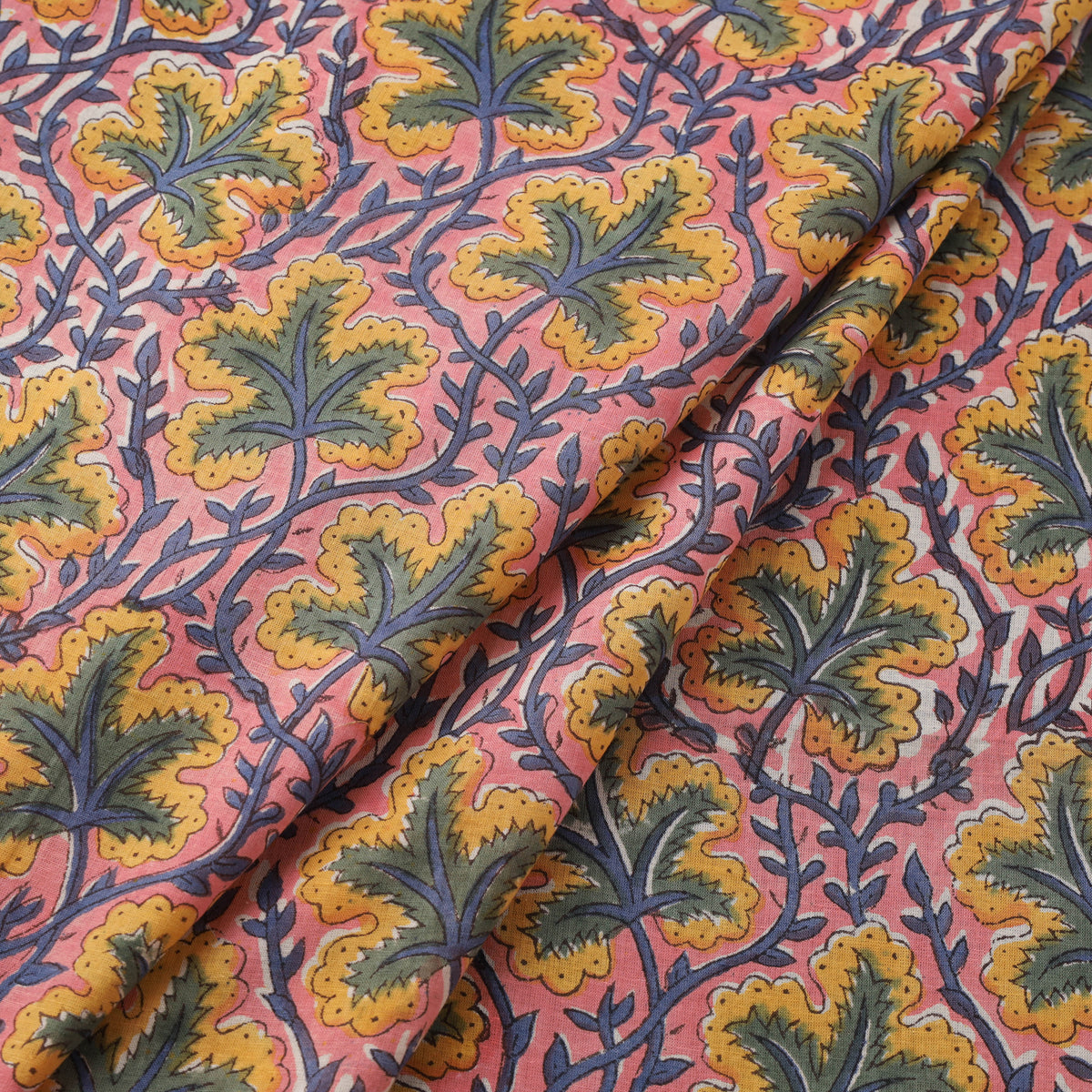 Floral Sanganeri Hand Block Print Cotton Fabric 02