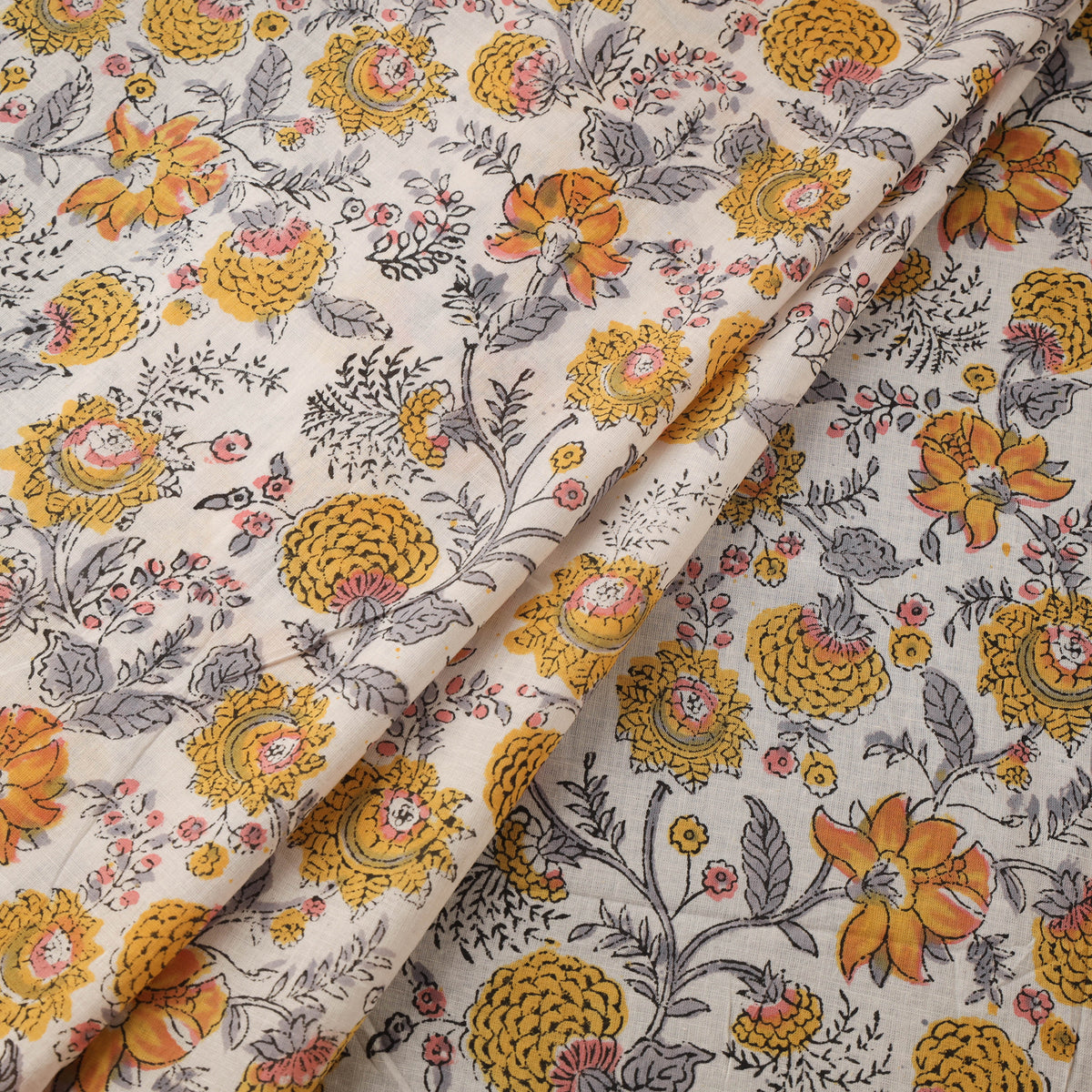 Floral Sanganeri Hand Block Print Cotton Fabric 04