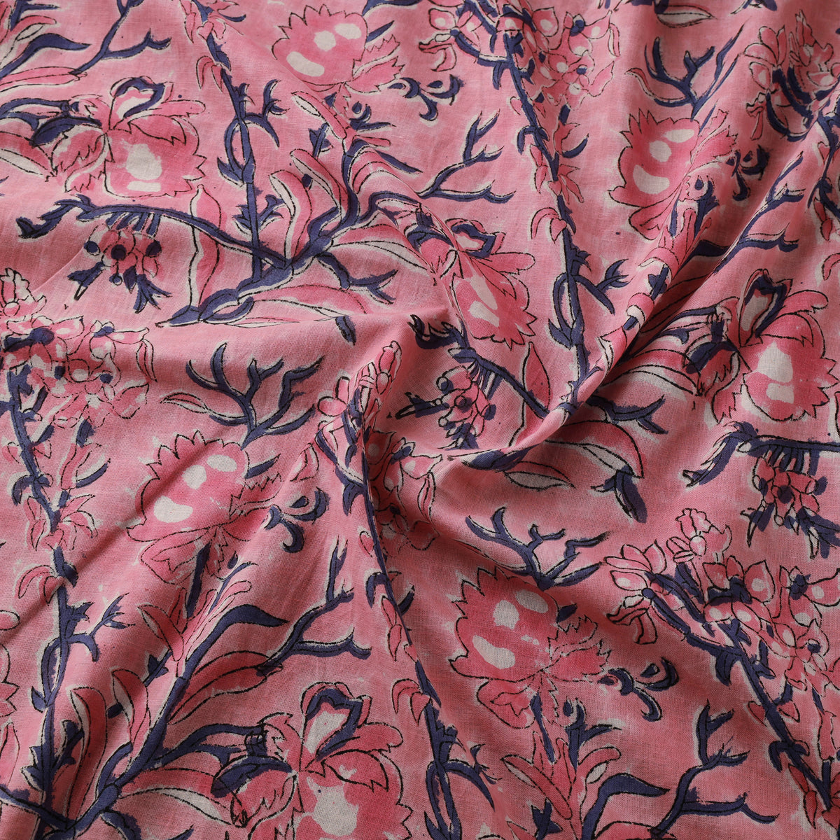 Floral Sanganeri Hand Block Print Cotton Fabric 07