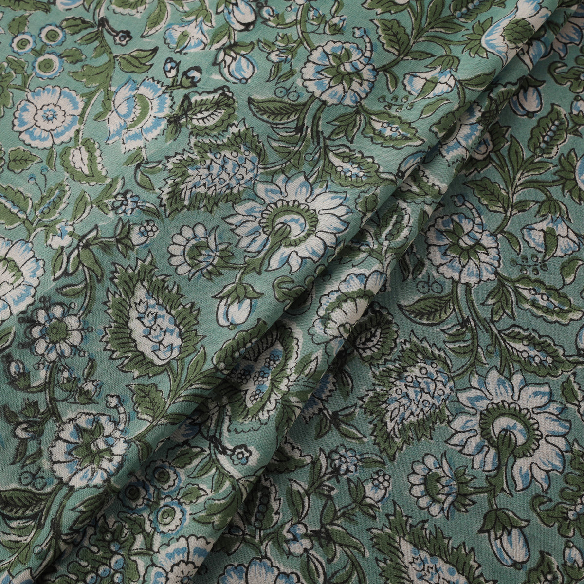 Floral Sanganeri Hand Block Print Cotton Fabric 08